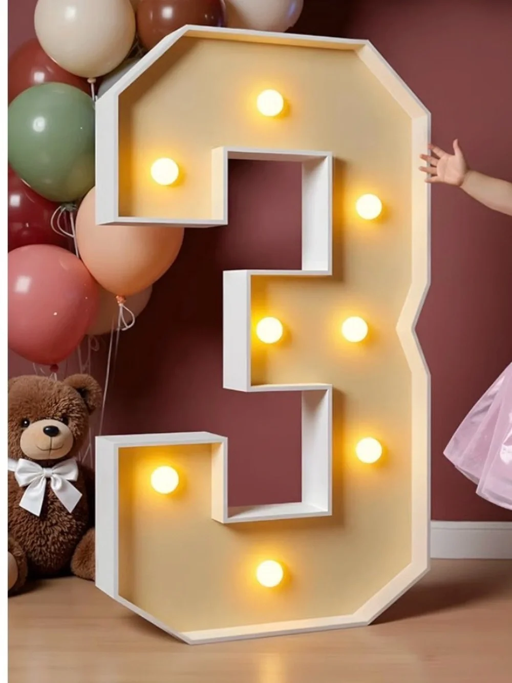 3FT Marquee Number, Large Light Up Number   3 for 3nd Birthday Decor